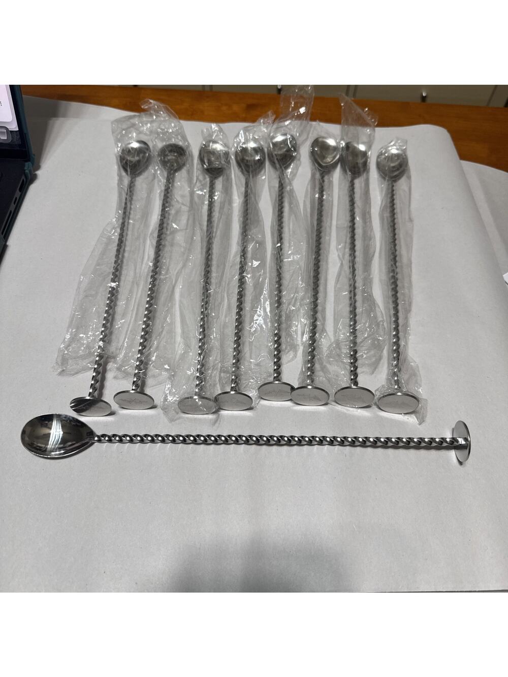 9 Stainless Steel Bar Spoon Lot Twisted Handle Cocktail Stirrer European Bar